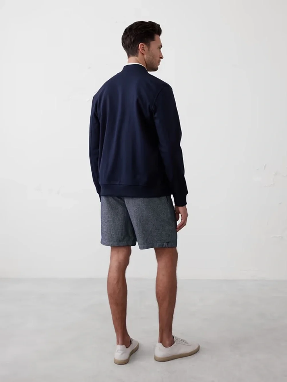 Banana Republic Men’s Luxe Touch Bomber Medium TALL Navy Blue